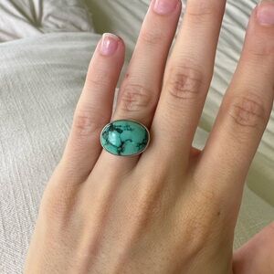 Genuine turquoise and sterling silver ring size 5.5